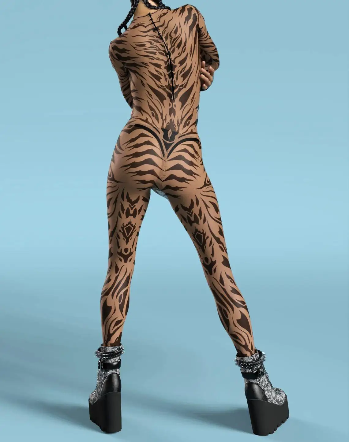 Sexy Leopardenmuster-Overall für Damen, Party-Kostüm, enganliegender Jumpsuit, Onesie-Kostüm, elastischer Bodysuit für Feiertage und Spiele. – Detail 21