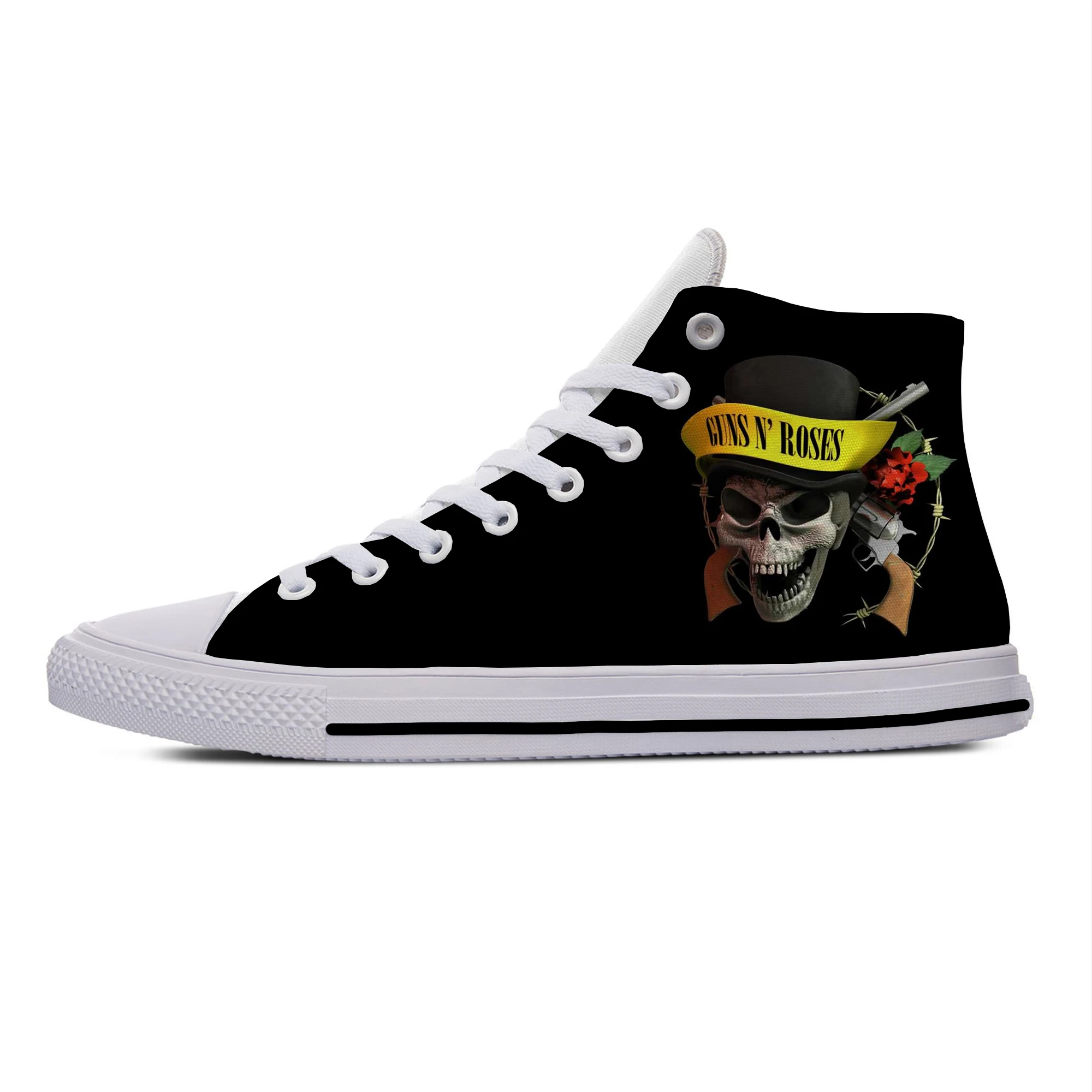 Hot 3D Guns N Rose Heavy Metal Rock Band Fashion Funny Casual Cloth Shoes Men Women Casual Sneakers High Top Latest  Board Shoes