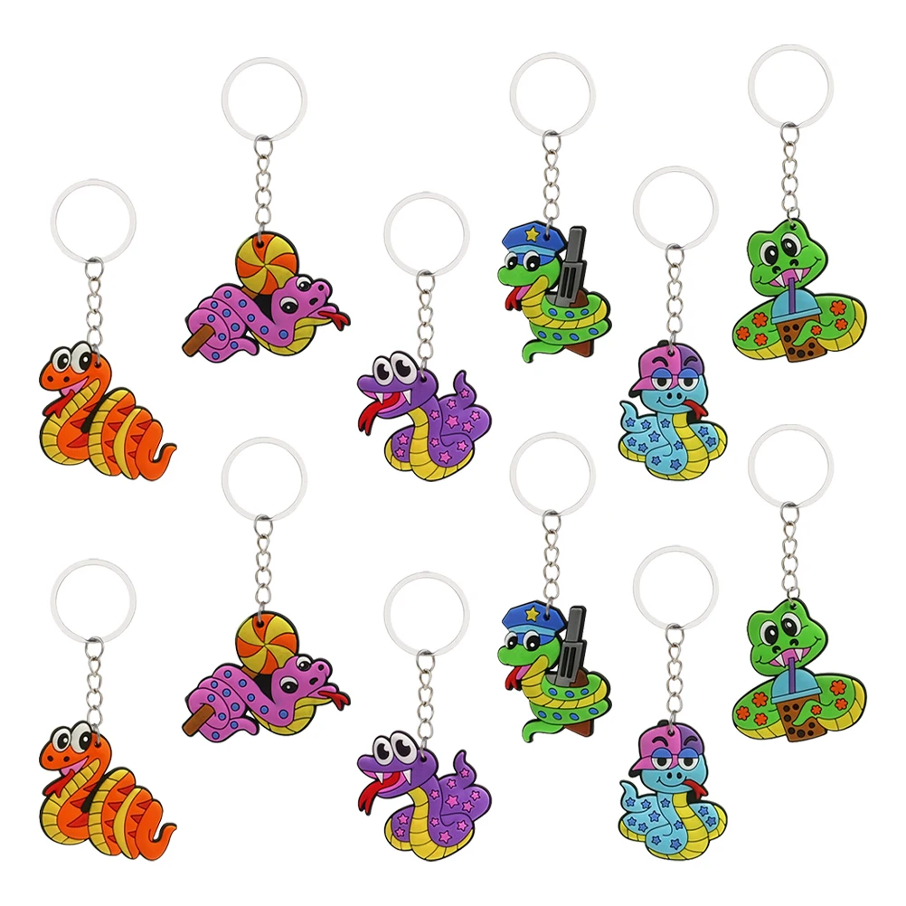 

12pcs Bag Sturdy PVC Metal Lovely Cartoon Snake Keychain Hanging Decor Bag Pendant Practical Backpack Pendant Gift