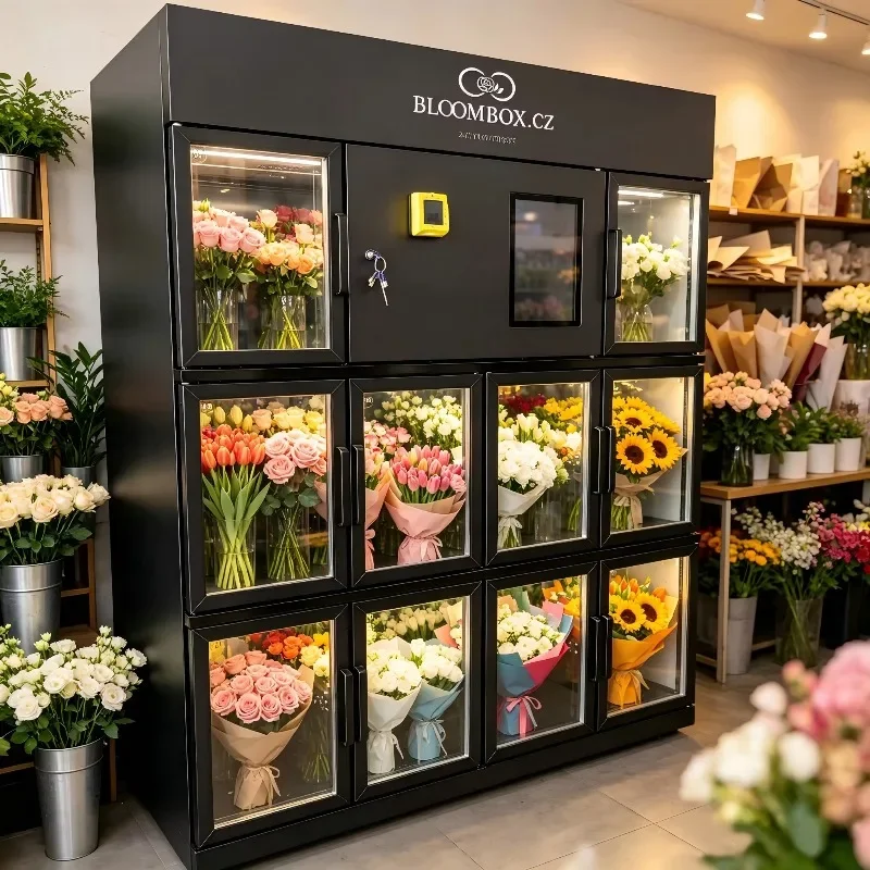 Large Capacity Fresh Flower Vending Machine Business Center High Efficiency Display Customizable Flower Display Fridge Vending