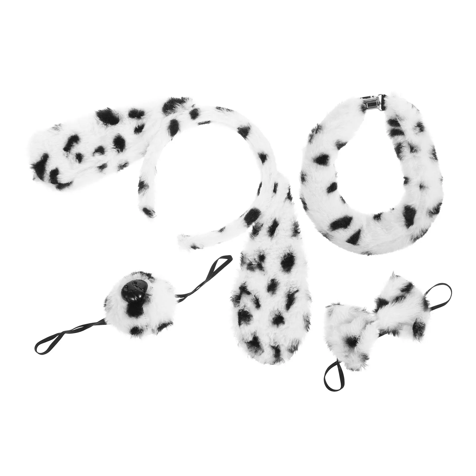 1Set Pet Dog Cosplay Set Soft Cloth Animal Ears Headband Bowtie Fake Nose Tail for Halloween Party Costume Performance Photo