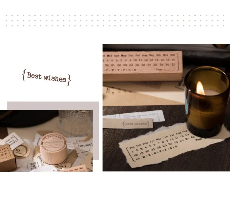 Holzstempel, Monatskalender, Zeitschnur für die tägliche Anwesenheit, Junk-Journal, Tagebuch, Dekoration, DIY-Siegel, Scrapbooking und Basteln – Detail 14
