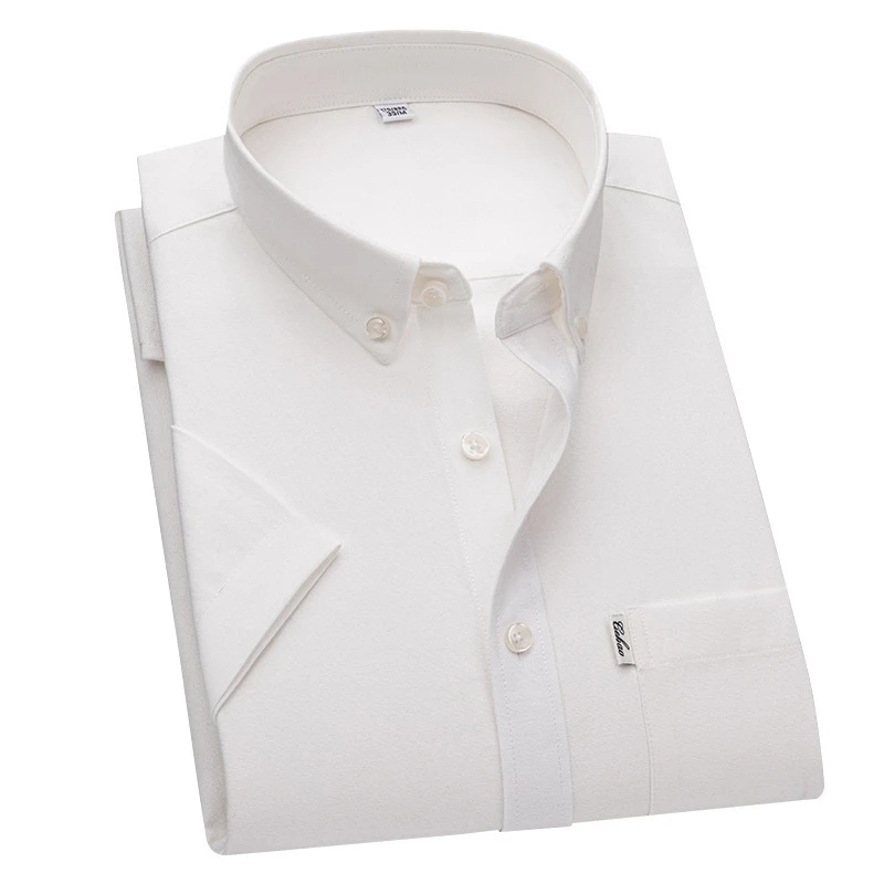 

6XL 5XL 100 % Cotton Oxford Plaid Striped Shirt Men Short Sleeve White Male Shirt Business Casual Men Shirts Short Sleeve Xxxl