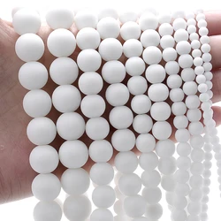 White Matte Stone Beads Round Loose Spacer Beads for Jewelry Making DIY Bracelet Necklace Accessories 4/6/8/10/12MM