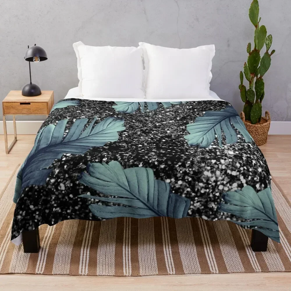 

Banana Leaves Glitter Glam #5 (Faux Glitter) #shiny #tropical #decor #art Throw Blanket