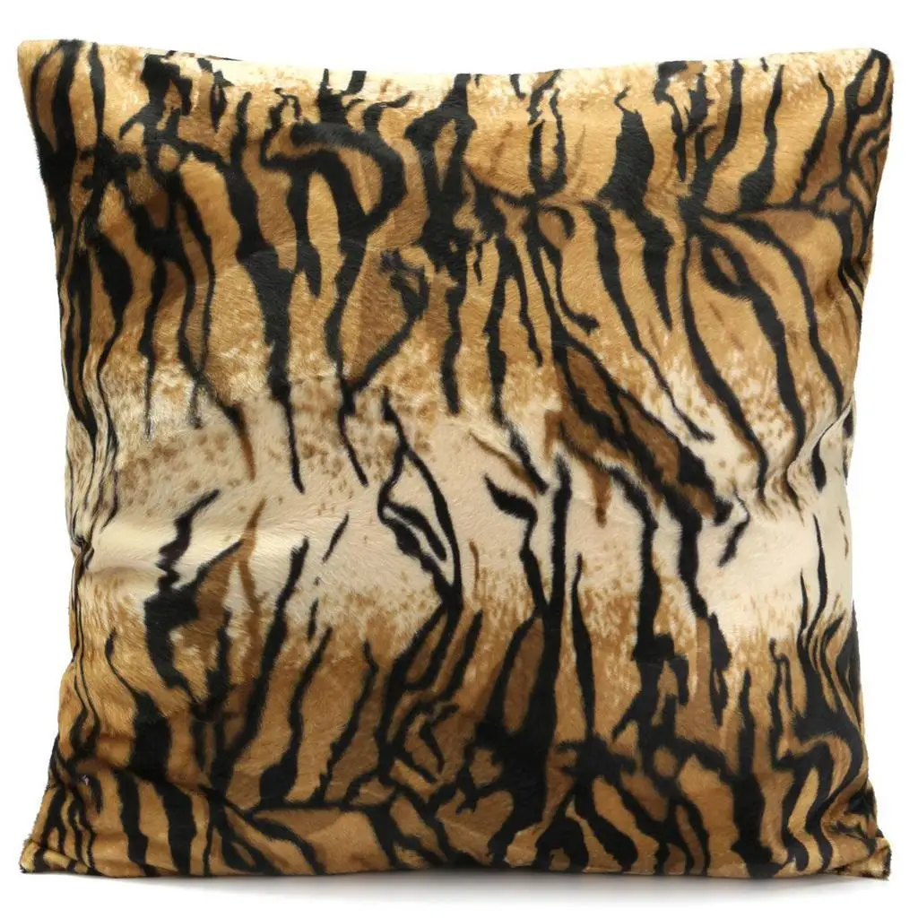 Washable Plush Throw Pillow Cover Animal Print Decorative Square Pillowcase for Bedroom Office Use