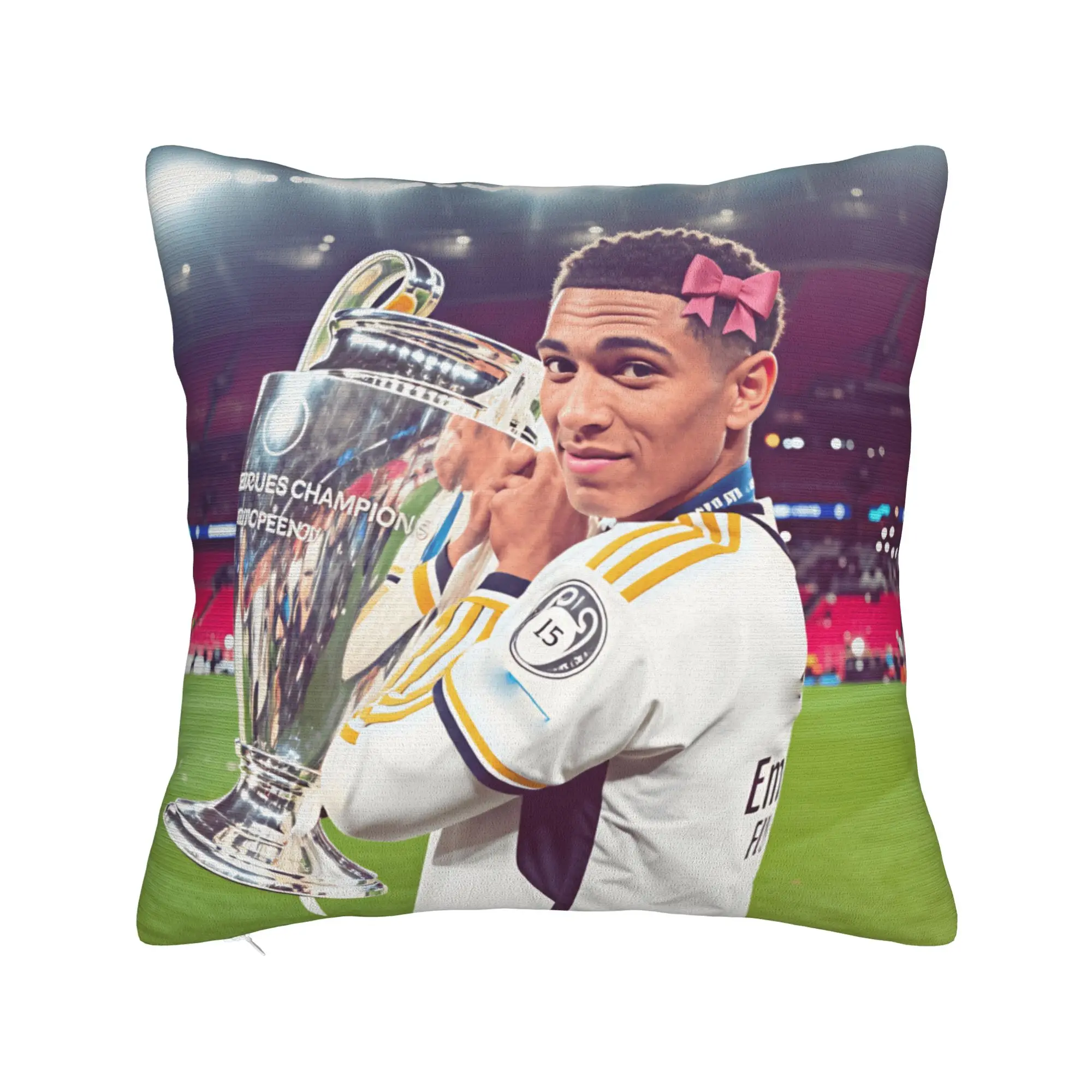 Football J-Jude B-Bellinghams Pillow Cover  Square Cushion Cover Retro Trendy Pillow Case For Sofa Bedroom Home Decor