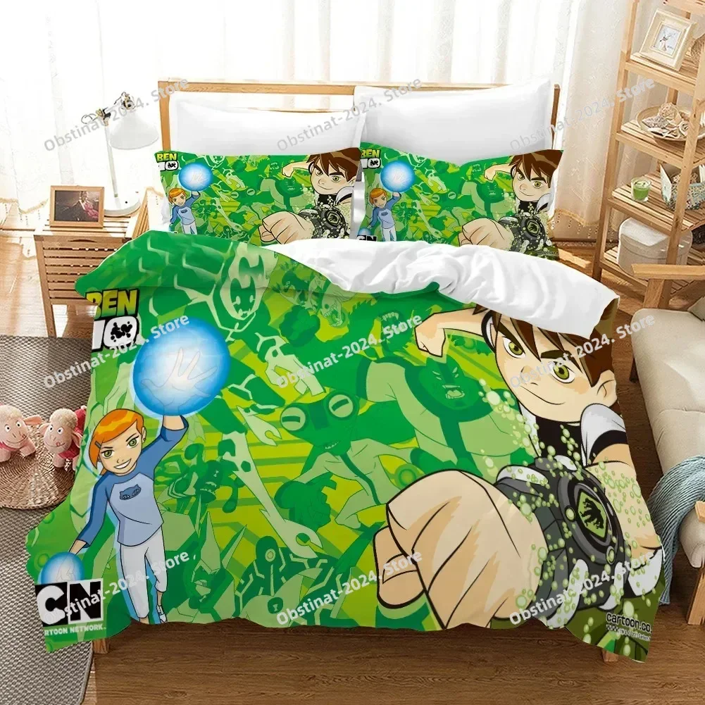 

Комплект постельного белья с 3D мультяшным принтом Ben10, комплект постельного белья с наволочкой, пододеяльник, мягкий одинарный, двойной, Queen Super King Size, домашний текстиль