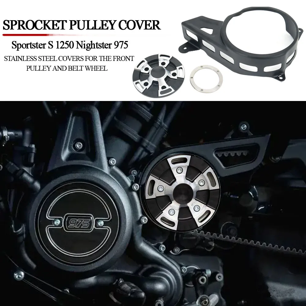 

2022 NEW Motorcycle Sprocket Cover Pulley Cover Front For RH1250s Sportster S 1250 RH975 Nightster 975 2022 2021