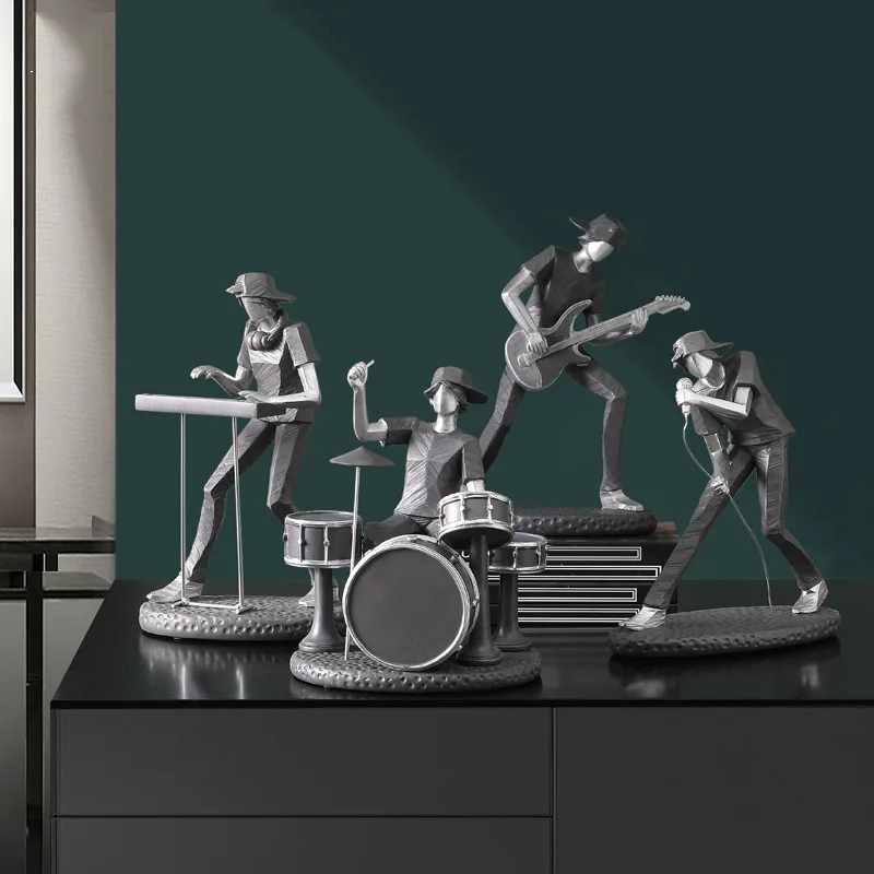 Resin Creative Rock Band Statue Guitar Music Character Home Decoration Living Room TV Cabinet Office  Decoration Gift for Friend