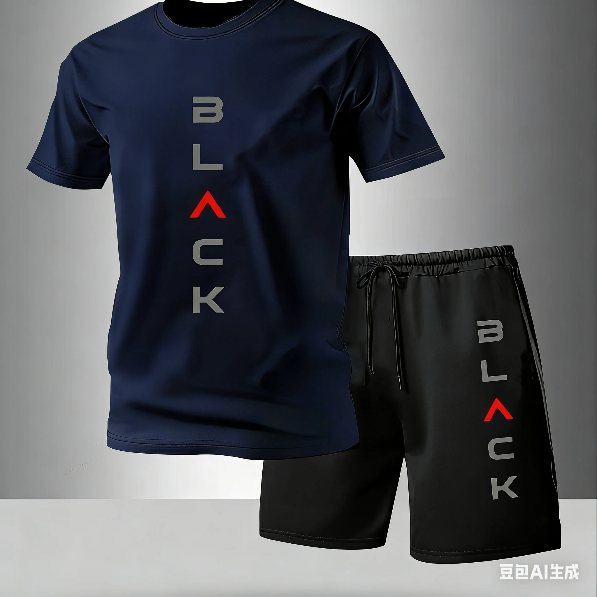

Men's 2 Piece Quick Dry Tracksuit Breathable Print T-Shirt Shorts Set Moisture Wicking Athletic Outfit for Running Casual Wear