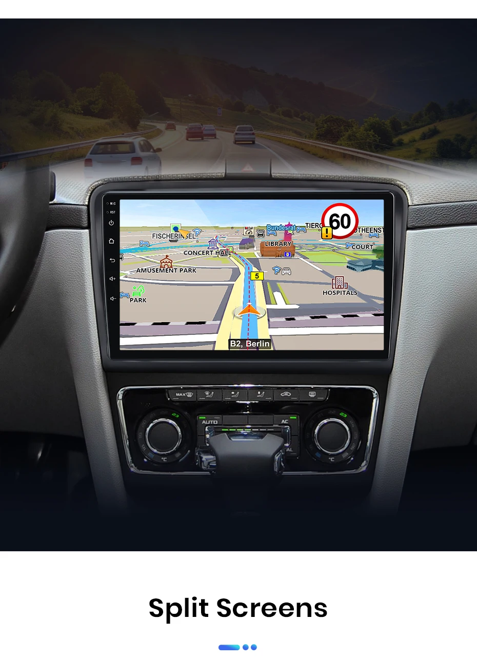 Junsun Autoradio für Skoda Superb 2 2008-2015 mit CarPlay, Android Auto, FM, RDS, DSP, BT, GPS-Navigation, Lenkradfernbedienung, HD IPS Touchscreen, Plug & Play Multimedia-Player, Freisprechfunktion, Original-Autostil-Haupteinheit – Detail 18