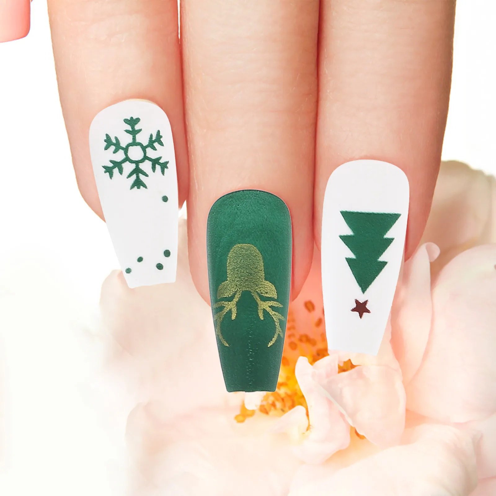 

96 шт. искусственных ногтей с полным покрытием для женщин, дизайн для рождественского маникюра, для домашнего и салонного использования, материал ABS