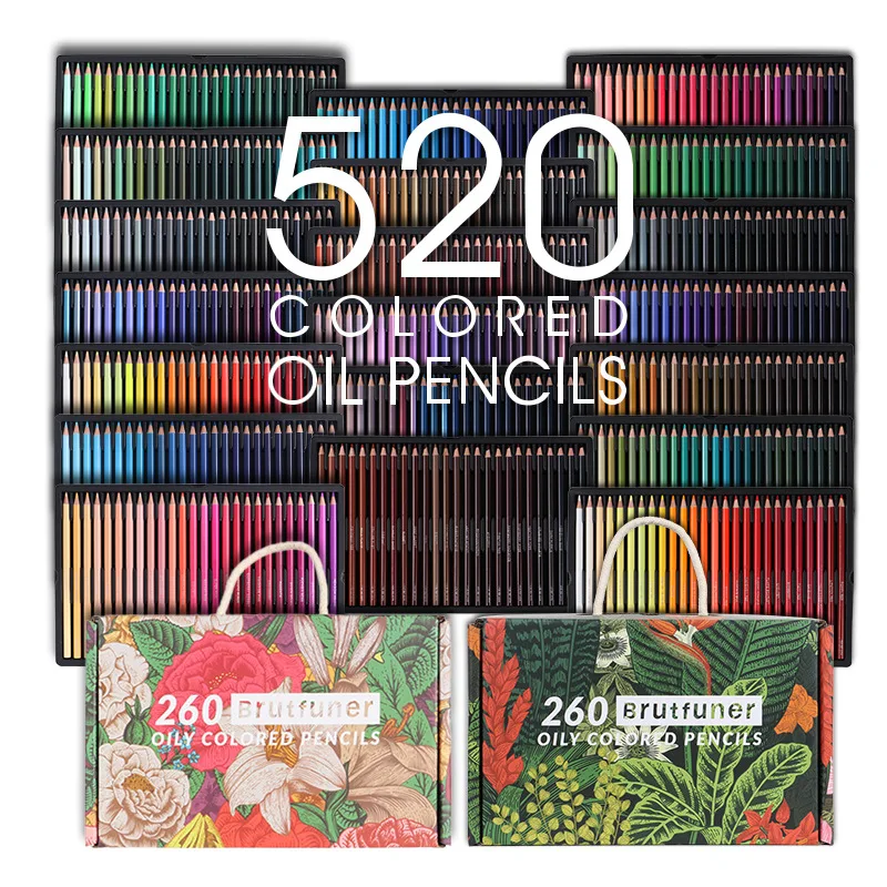 520 Colors Professional Oil Colored Pencils Artist Pencils Set Soft Series Lead for Coloring Book Sketching Drawing Art Supplies