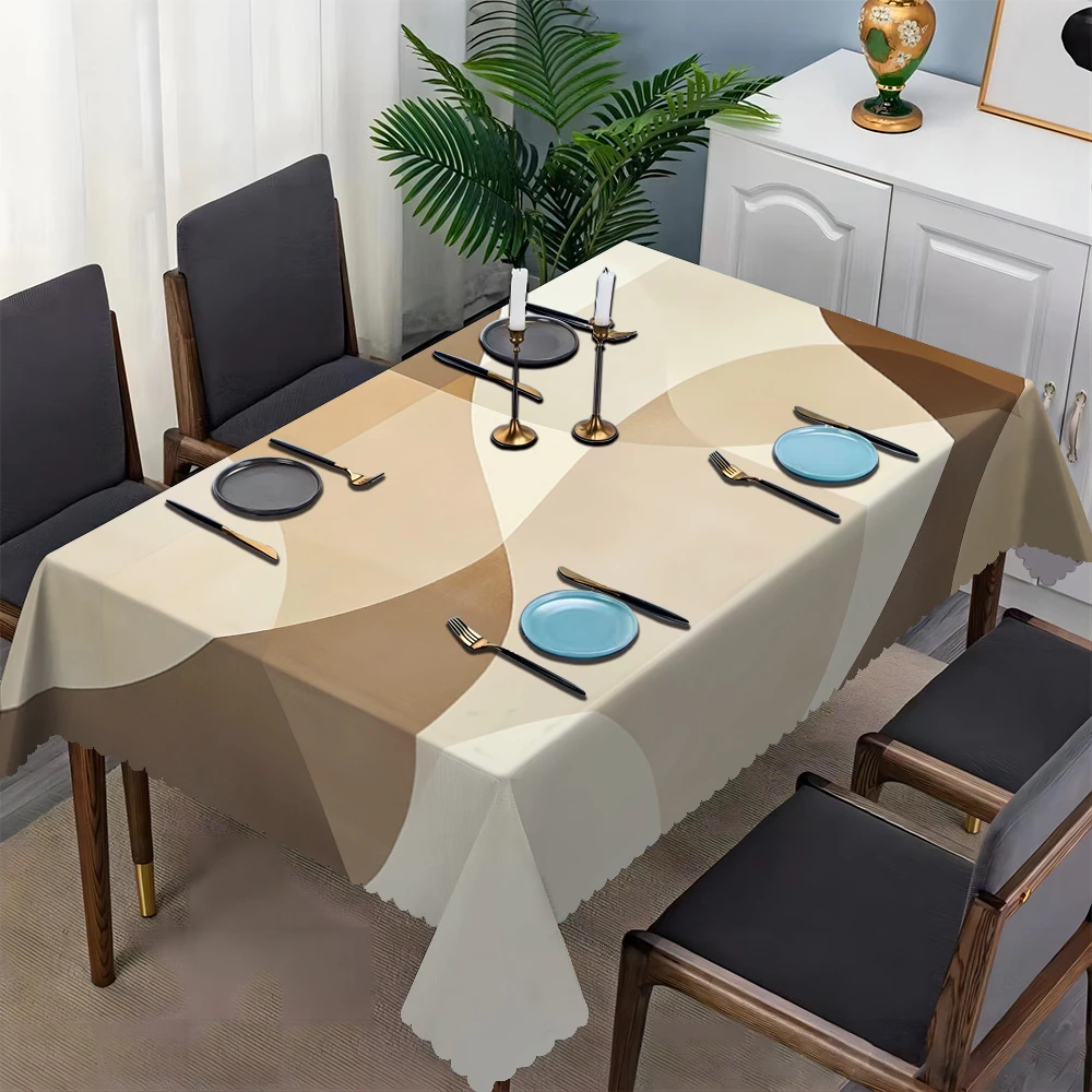 1pc Fashion Simple Geometric Pattern Rectangular Tablecloth, for Dining Room Living Room Kitchen Home Hotel Daily Use Gift Party