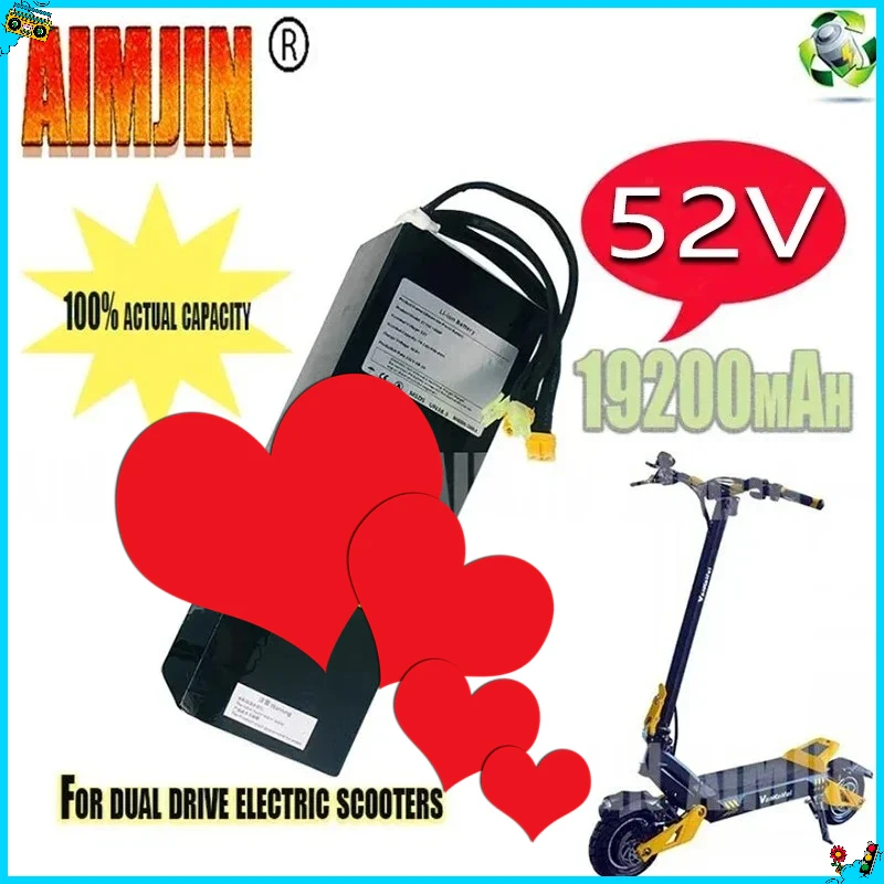 

New 100% 52V 19.2Ah 21700 14S4P Rechargeable Lithium Battery Pack Suitable For Dual Drive Scooter Battery