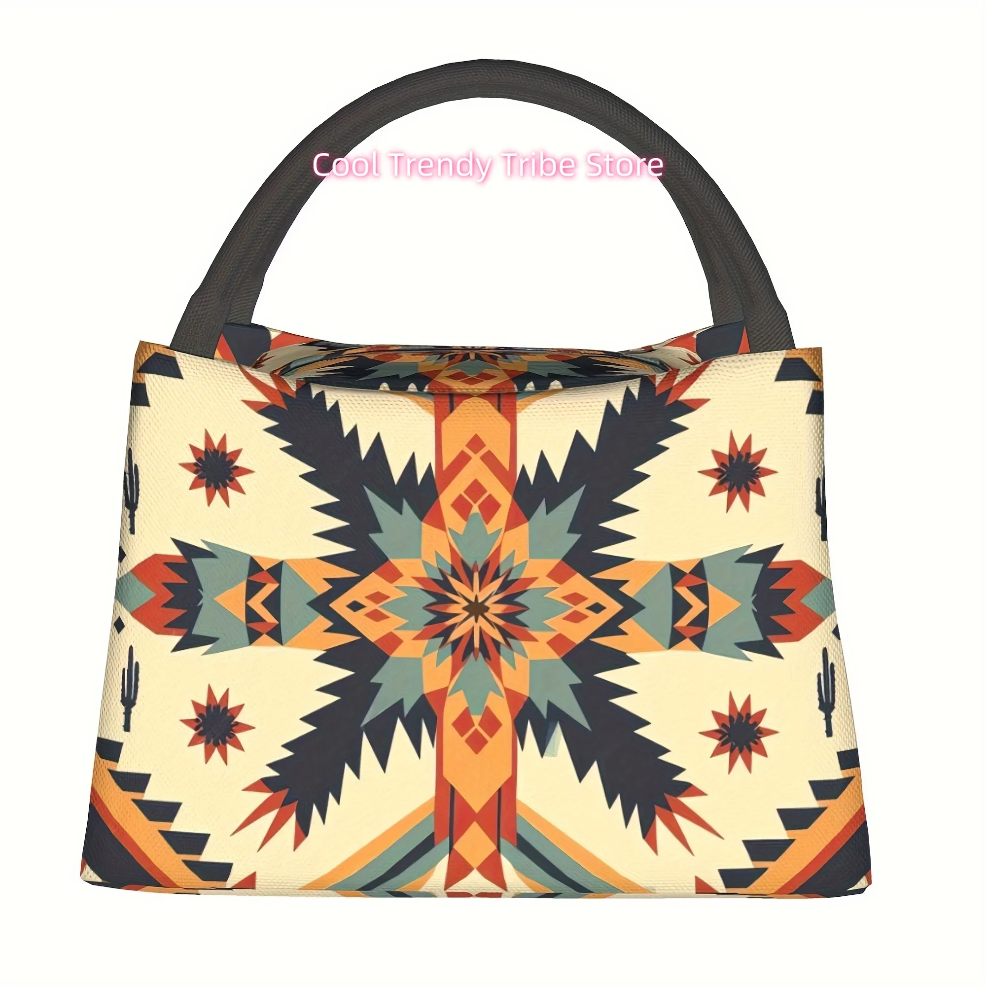 [Portable Insulated Bag] 1pc Portable and Reusable Insulated Bag | Bohemian Patterned, 11x6.5x7 inches,   for Camping, P