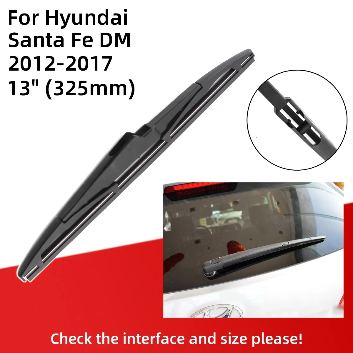 For Hyundai Santa Fe DM 2012-2017 Front Rear Wiper Blades Brushes Cutter Accessories J Hook 2012 2013 2014 2015 2016 2017