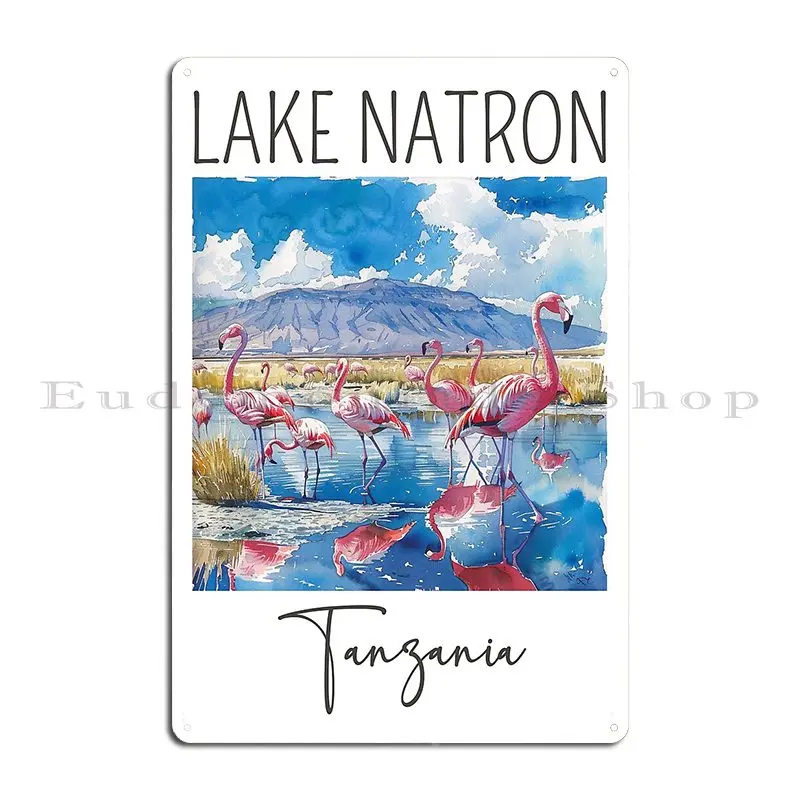 Watercolor Design Of Lake Natron Tanzania Metal Plaque Poster Design Cinema Party Plates Custom Create Tin Sign Poster