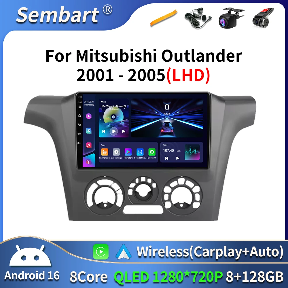 Android 16 Car Radio Carplay For Mitsubishi Outlander Airtrek 1 2001 - 2008 Multimedia 4G Wifi GPS DVD 2 Din Autoradio Stereo