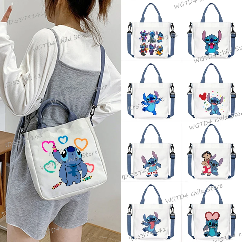 

Girls Boys Cartoon Stitch Shoulder Bag Funny Gift for Children Canvas Designer Bags Gifts MINISO Stitch Kawaii Messenger Bags