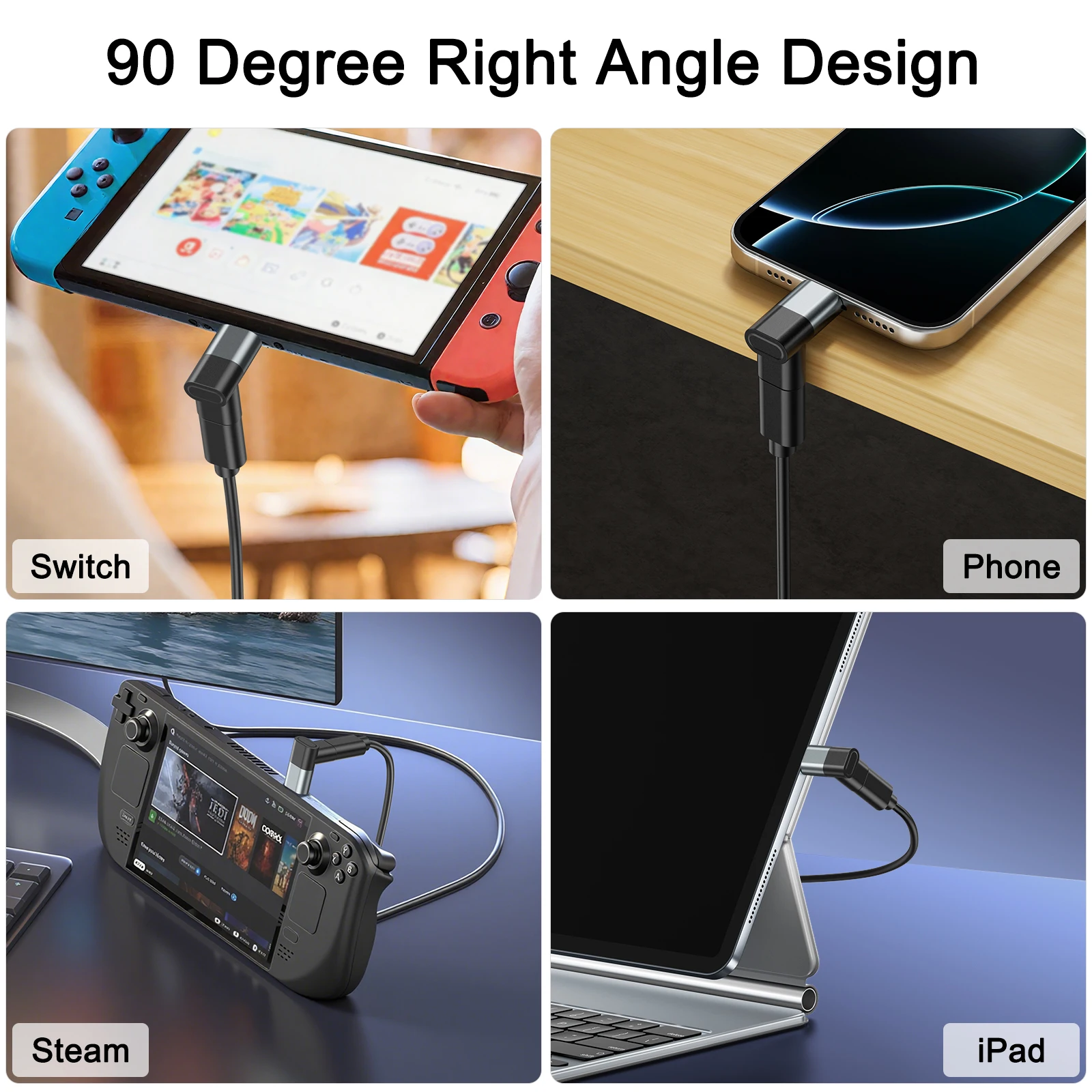 L Shape Type C to Type C 3.2 Adapter USB C Male to USB C Female 100W Fast Charging Converter For iPad MacBook Nintendo Switch