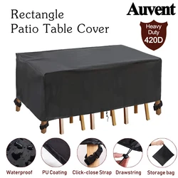 Funda impermeable 420D para muebles de Patio, cubierta rectangular para jardín, lluvia, nieve, exterior, sofá, mesa, silla, resistente al viento, Anti-UV