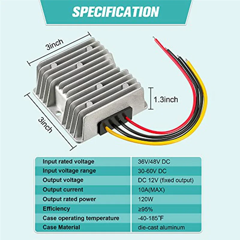 

New-Converter Golf Cart Buck, 10A 120W DC To DC12 Volt Voltage Regulator Car Audio Universal Power Stabilizer, 4PCS Durable