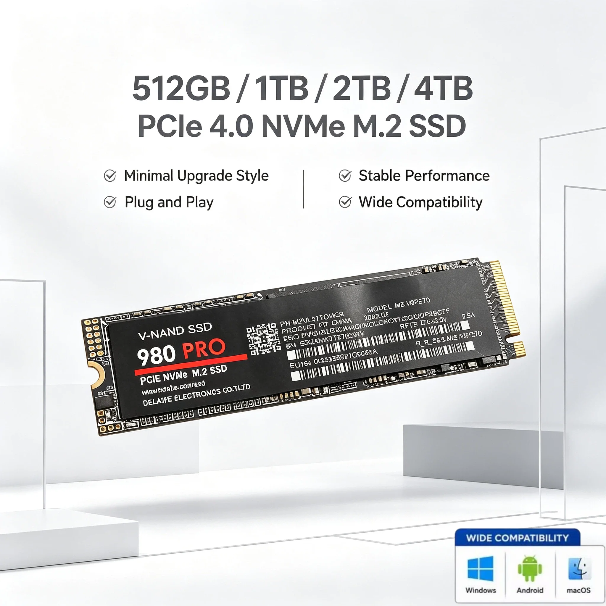 M.2 NVMe NGFF Internal SSD 512GB 1TB 2TB 4TB Hard Disk Drive for Gaming Laptop Desktop Computer Pro Max Elite Unit Plus