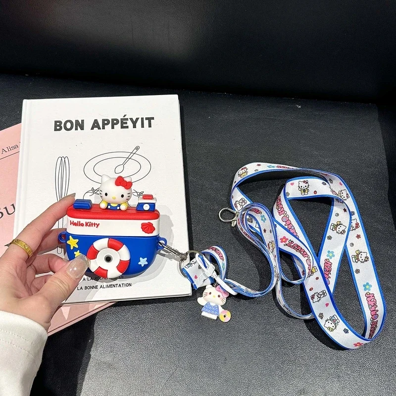 3Dキュートサンリオハローキティカメライヤホンケース AirPods 1/2/3/4/Pro/2 ワイヤレスBluetoothヘッドセット保護ソフトカバー