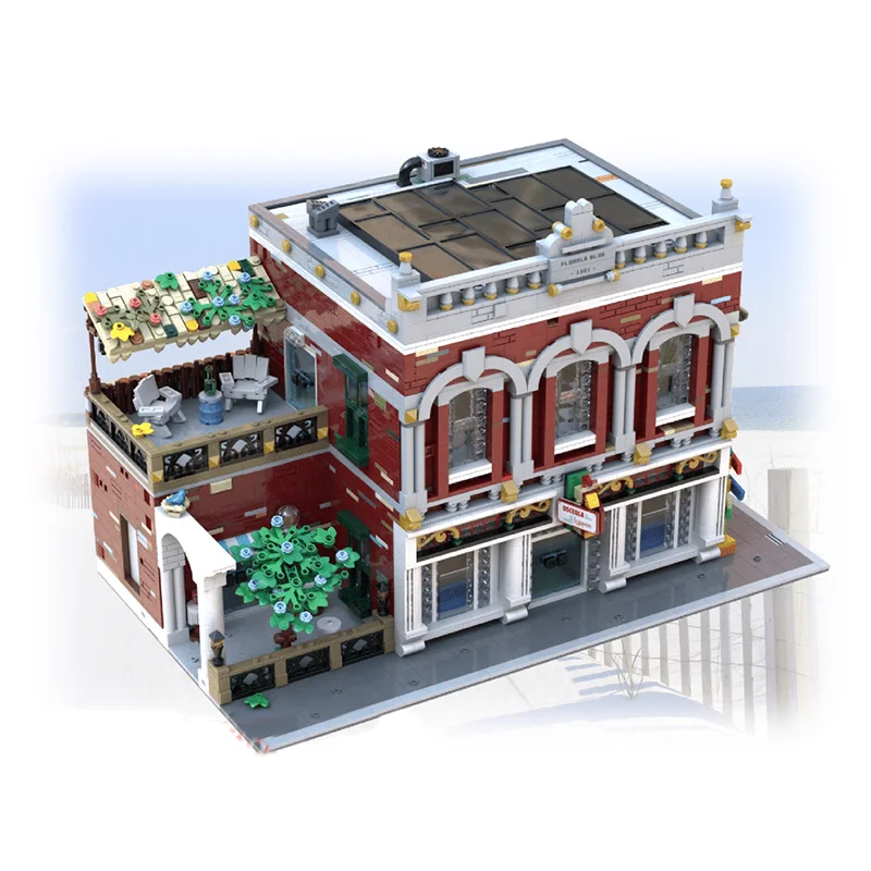 Stadt Street View Modell Moc Bausteine Lounge Modell Modell Technologie Ziegel DIY Montage Bau Urlaub Spielzeug Geschenke