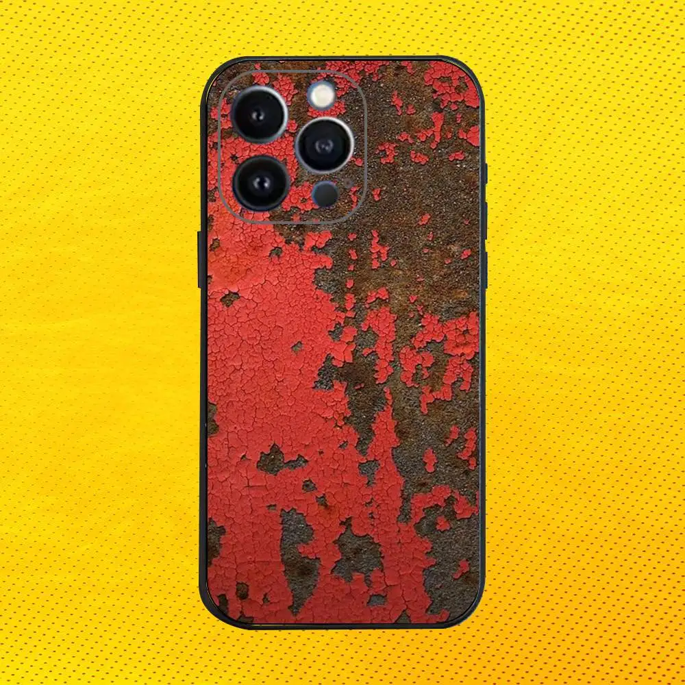 레트로 인더스트리얼 스타일 러스티 폰 케이스 아이폰 16e,16,15,14,13,12,11,프로,X,XS,맥스,XR,플러스,미니 소프트 블랙 커버