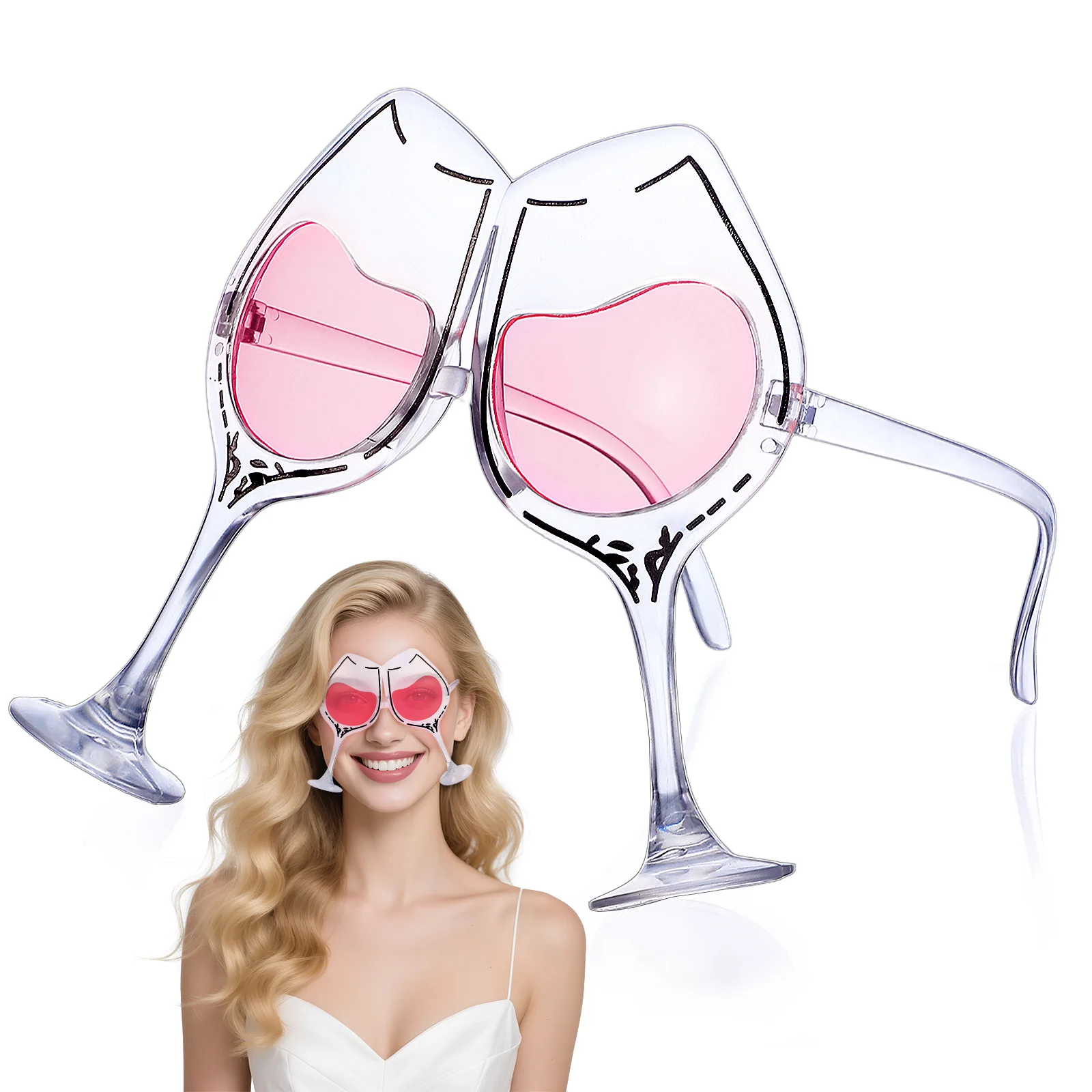 

Wacky Glasses Cup Shape Pc Frame Lens Party Accessories Nightclub Decorations Photobooth Props Funny Eyewear Sunglasses