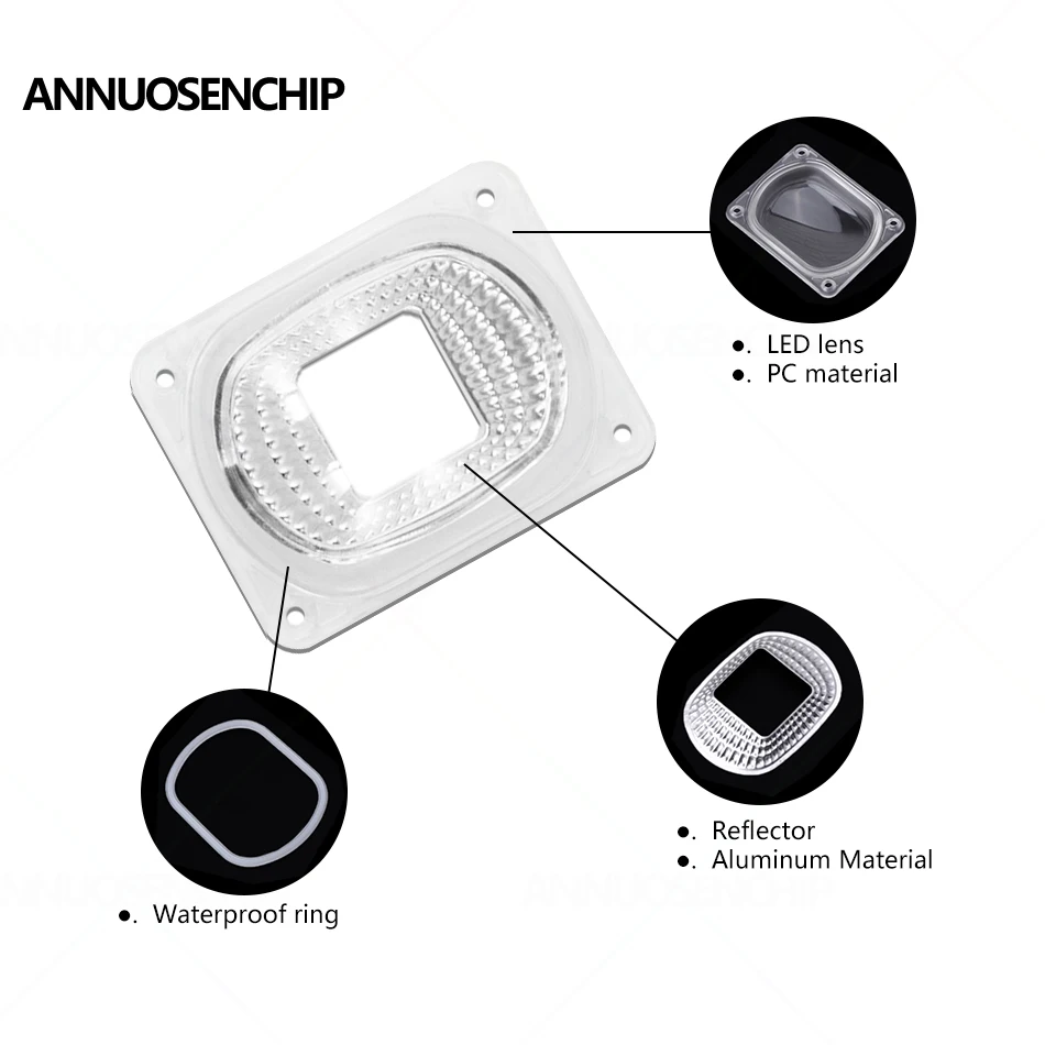 90 120 LED COB Chip PC Lens Reflector Spotlight Cup Impermeável Selado Silicone Anel Tampa Da Lâmpada para DIY Plant Growth Floodlight