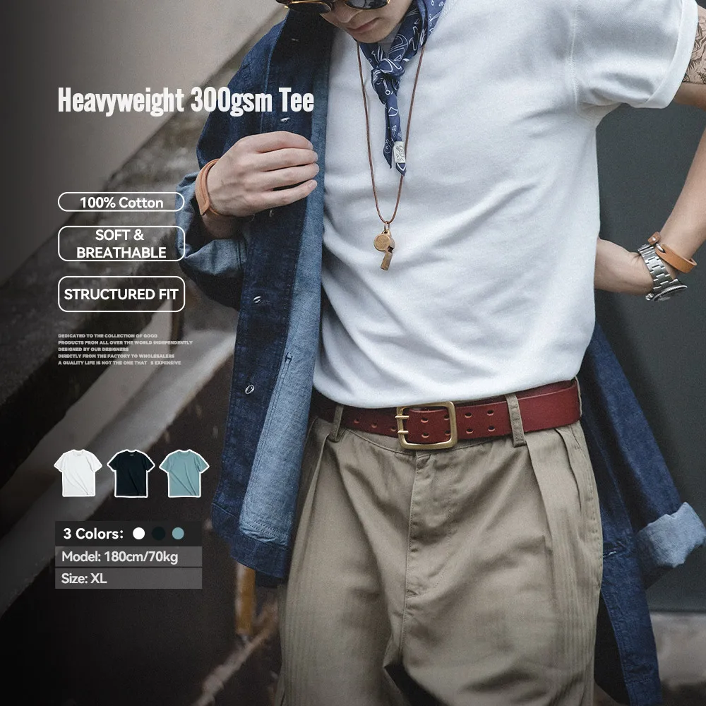 2023 Maden Summer Solid 300g Cotton T-shirts Men Unisex Oversized T Shirts Short Sleeve Heavyweight Harajuku Plain White Tees