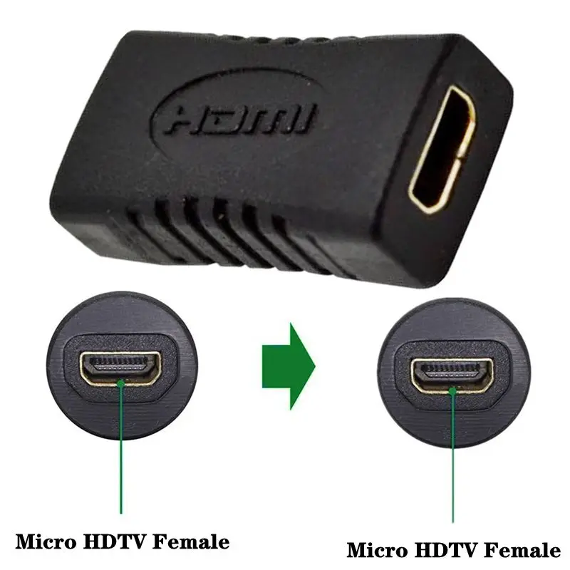 Mini adaptador compatível com HDMI, interface masculina e feminina, tipo C, tipo D