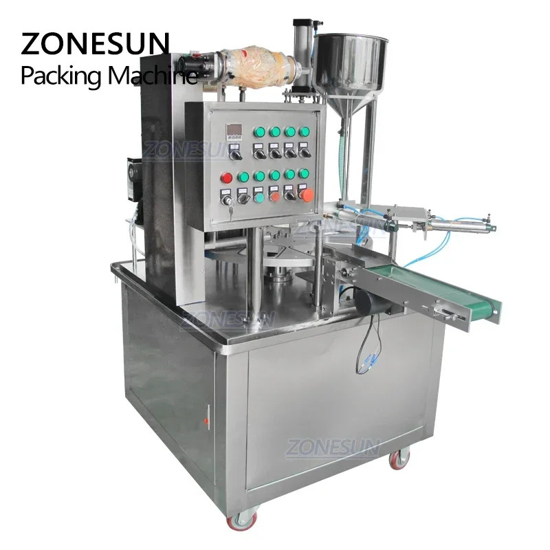 ZONESUN Macchina per il rifornimento e la sigillatura di liquidi ZS-GF900I Rotary Food Water Cup Imballaggio alimentare Bevanda 2 in 1 Macchinari di produzione