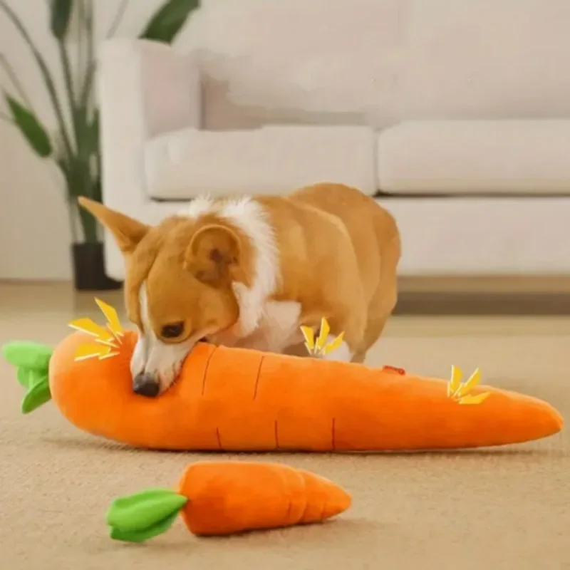 Riesiges Karotten-Hundespielzeug mit Geräuschen, extra groß, 29,5 Zoll, robustes Plüsch-Kauspielzeug zur Angstlinderung, beruhigend für Welpen und erwachsene Hunde, Haustierbedarf
