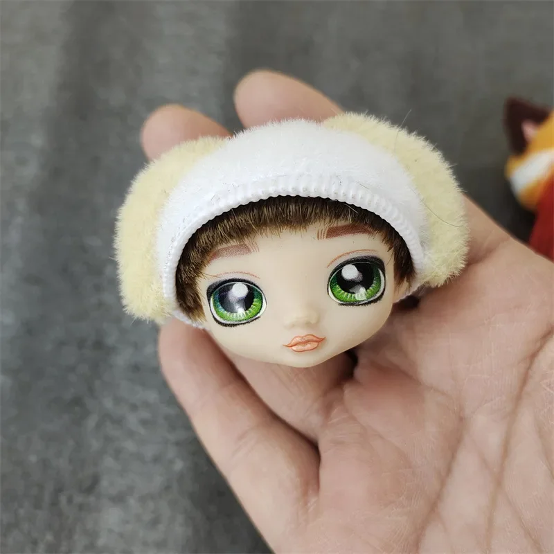 1/12 Doll\'s Head Part with Cat Ear Hat Mini Lol Doll\'s Head Accessories Hat Can\'t Be Removed