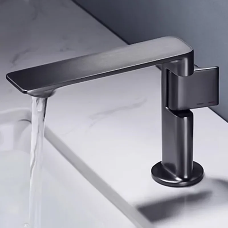 New Bathroom Basin Faucet Gray Single Lever hot and cold Crane Brass Sink mixer Black Chrome Gray Tap