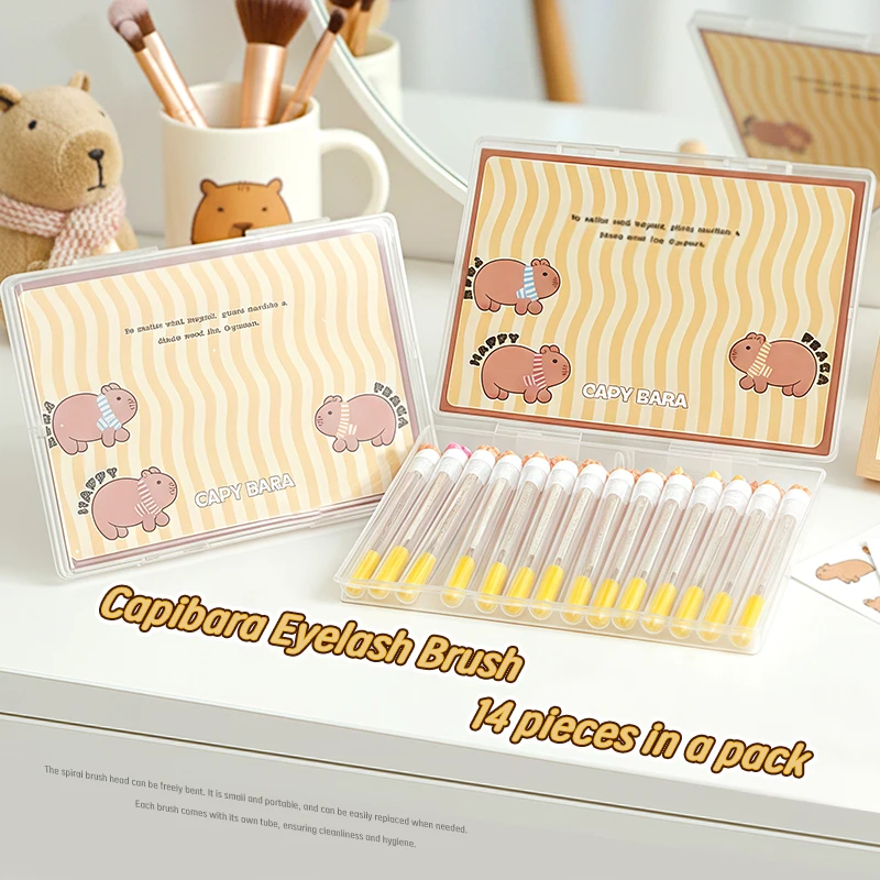 카피바라 속눈썹 브러쉬 및 눈썹 빗 (속눈썹 연장용), 개별 튜브 포장