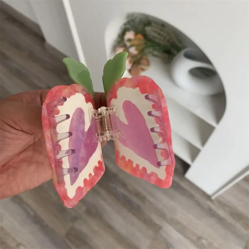 

Cute French Style Heart Strawberry Hair Claw Love Headwear Acetic Acid Hair Clip Barrette Geometry Fruit Hairpin Girls