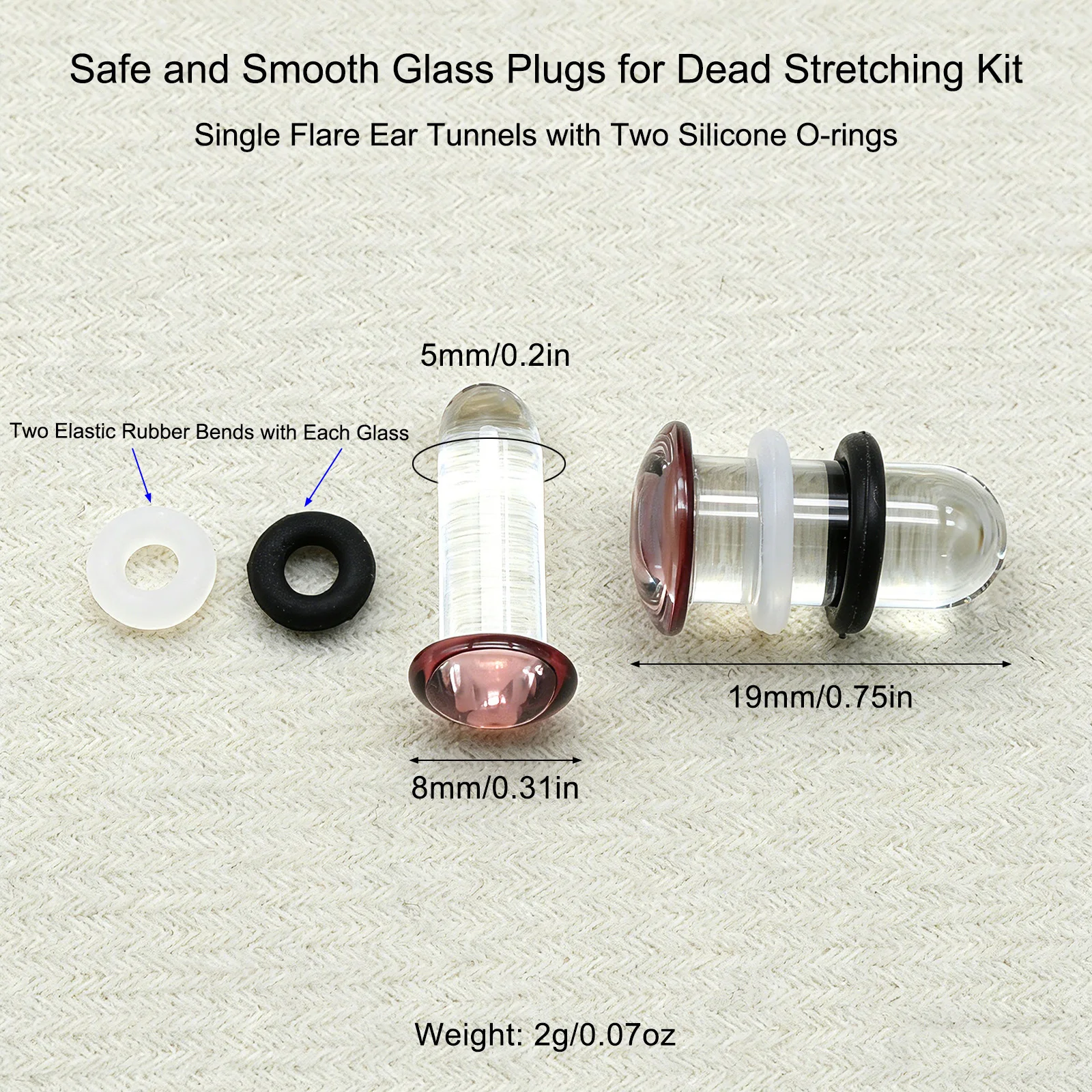 2Pcs Purple Glass Tunnel Single Flare Safe Ear Plugs Stretching Dead Piercing Glass Ear Tunnels Anti Allergy Ear Gauges 1.6-16mm