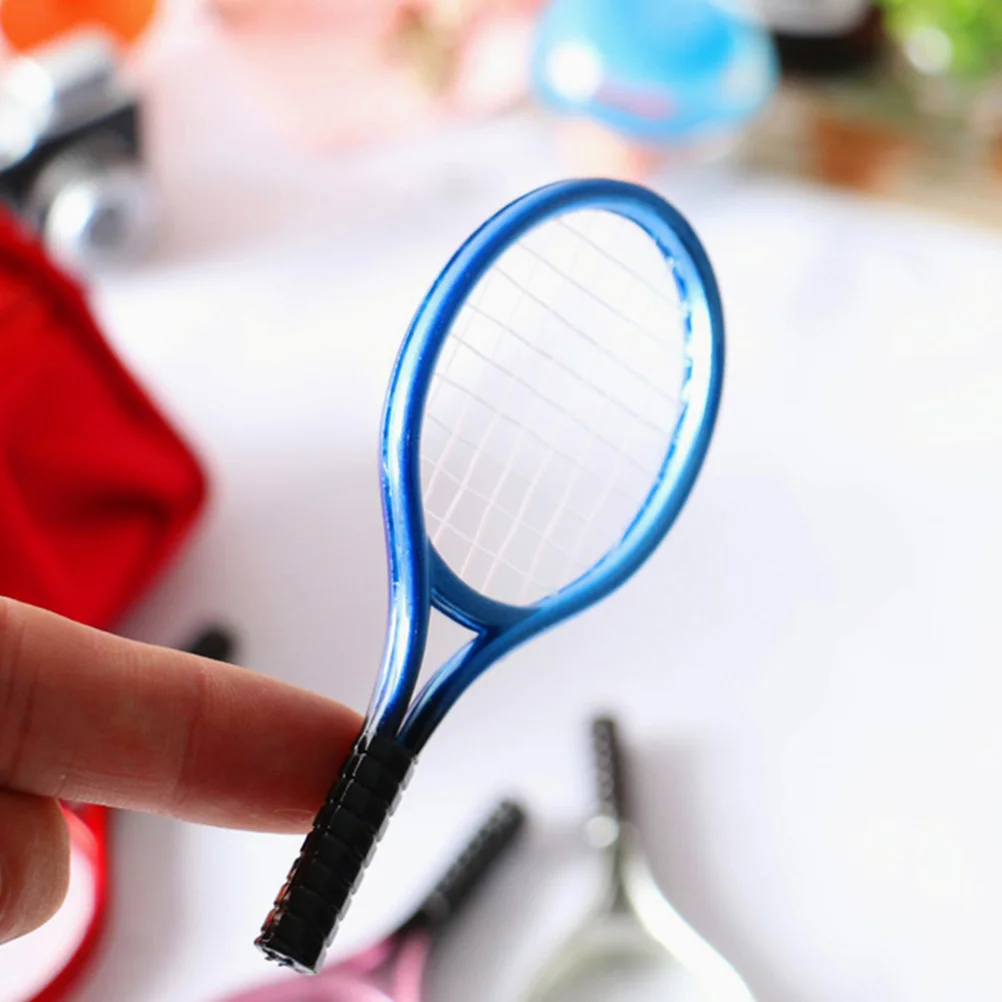 Mini juguetes de tenis simulados, decoración para el hogar, accesorios para raqueta de escritorio, decoración decorativa de plástico en miniatura y adorno de pelota