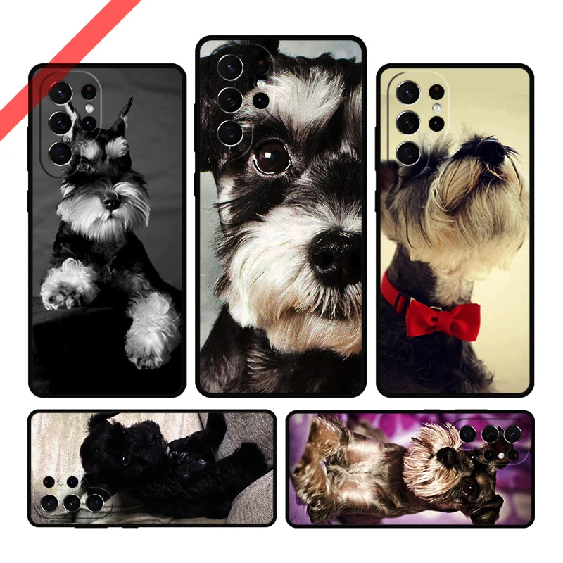 Miniature schnauzer puppy dog Phone Case For Samsung Galaxy S20 FE S21 S10 S23 Plus S24 S22 Ultra Note20 Note10 S9 S8 Cover