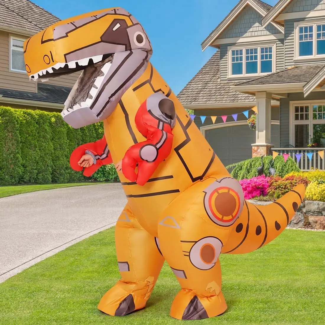 Full Body Inflatable T-Rex Dino Costume Funny Blow Mechanical Adult Halloween Party Decorations for Parades & Cosplay