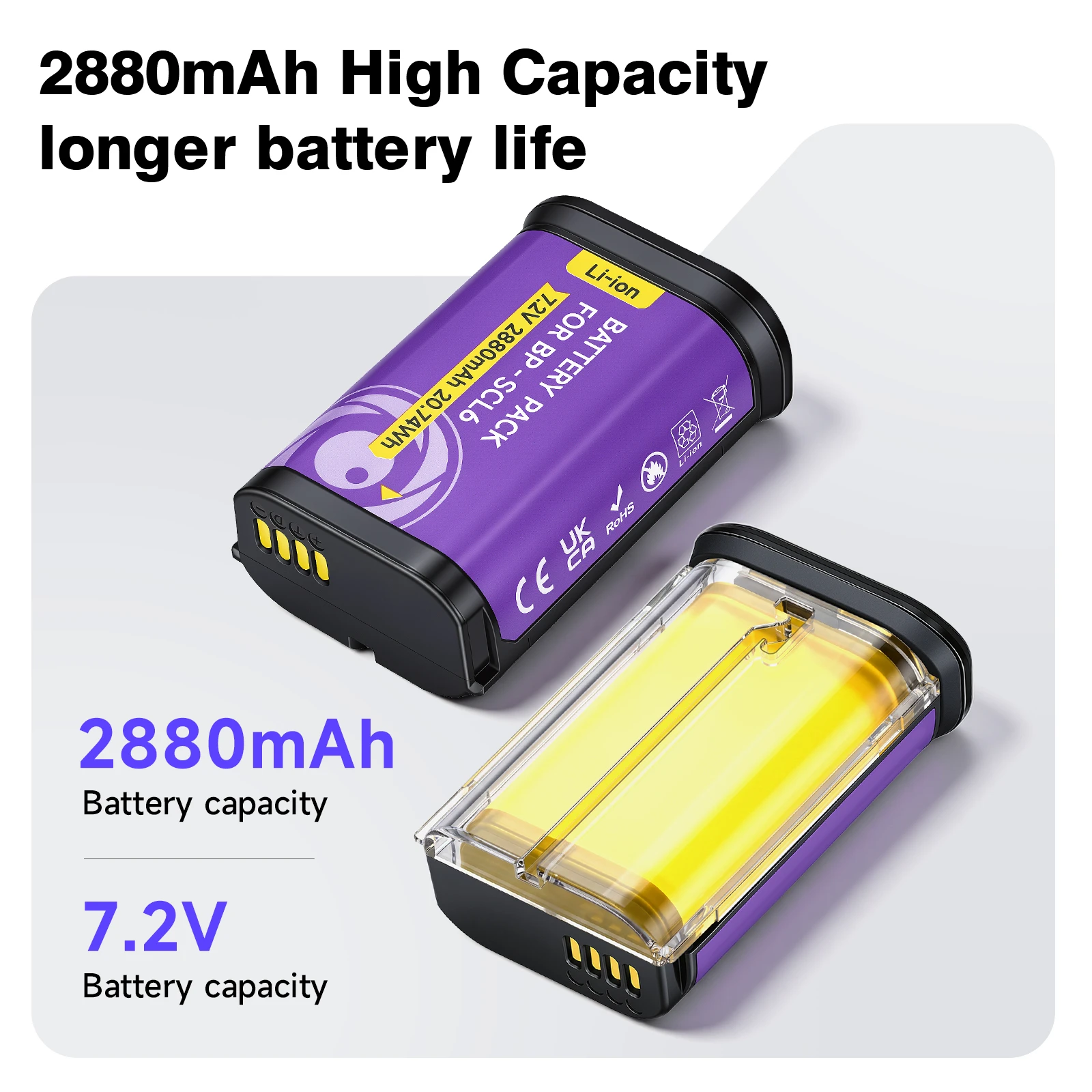 BP-SCL6 Replacement Battery for Leica Q2 Q3 SL2 SL2-S SL3 SL3-S  Q3 43 BP SCL6 2880mAh Camera Battery with 2 Slots USB Charger