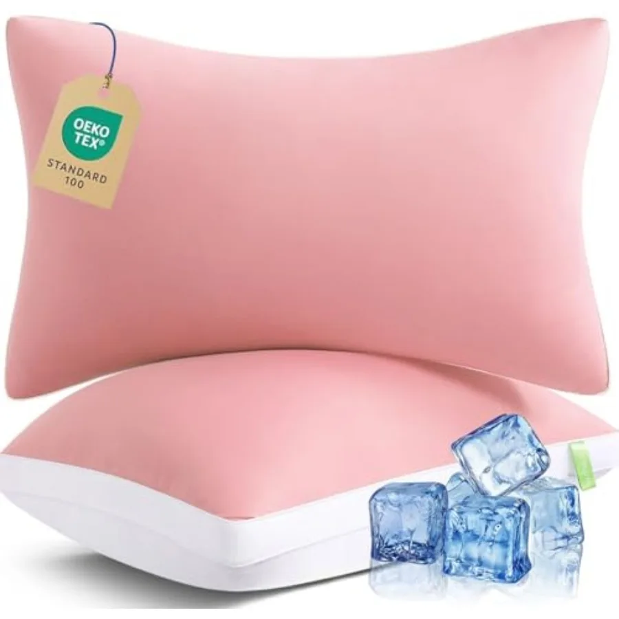 

Silky Soft Pillows Queen Size Set of 2, Reversible Down Alternative Bed Pillows, Skin Friendly Cool Fabric for Hair and Skin, L