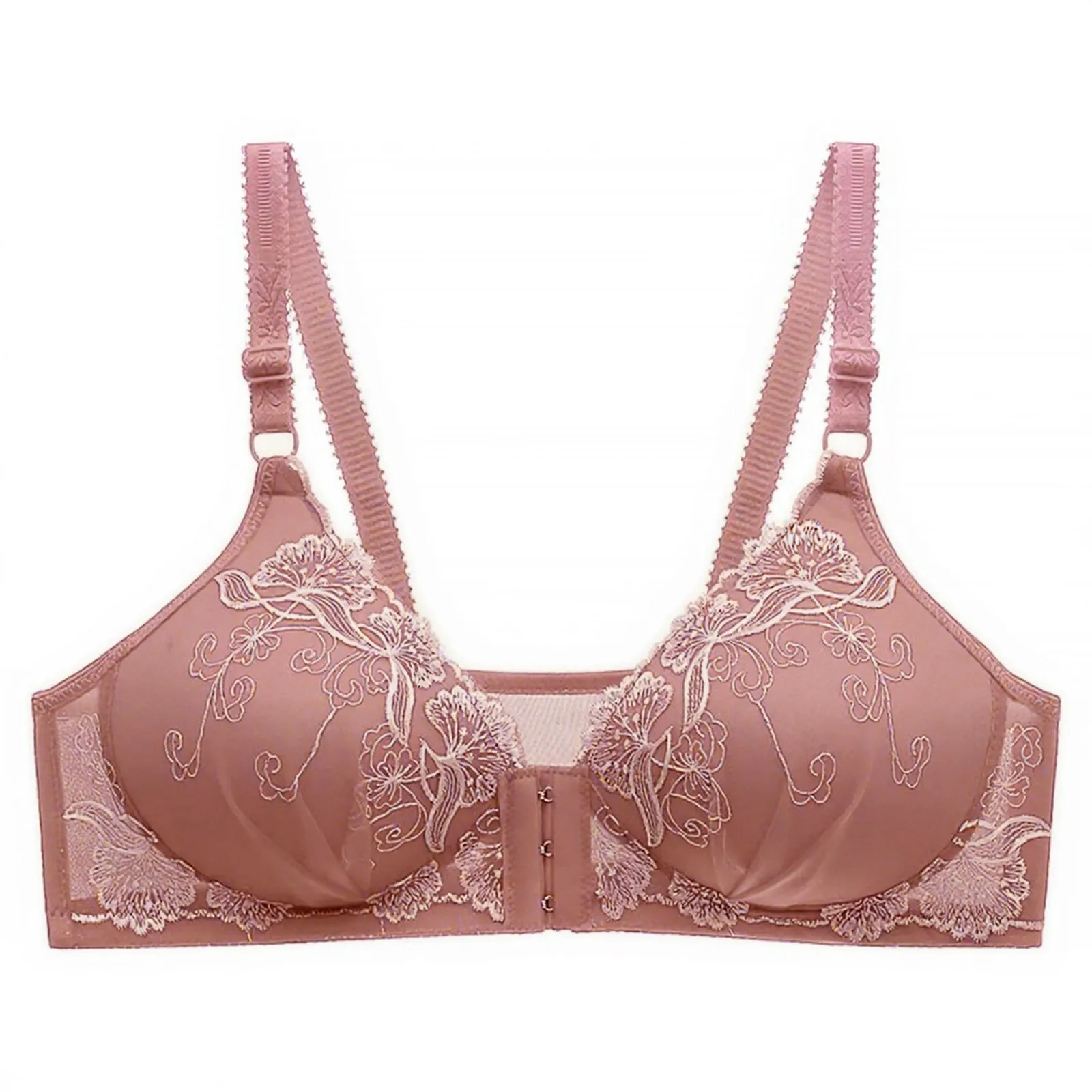 

Women'S Underwear Bra Front Clasp Embroidery Push-Up Bra Without Rims Plus Size Bra With Print And Loose Fit In Multiple Colors