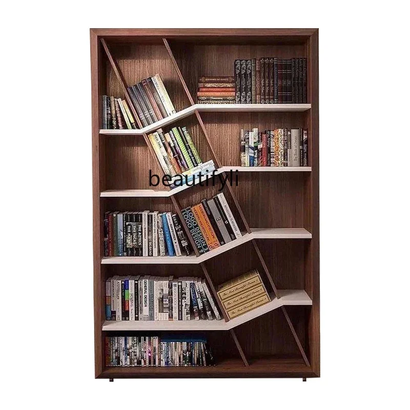 Italian light luxury solid wood bookcase combination simple study, multi-layer bookshelf bookcase locker